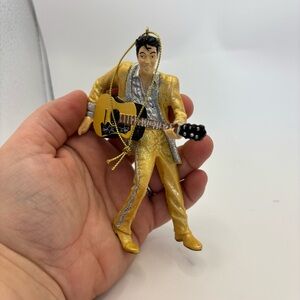 Elvis in Gold Suit Holding Guitar Christmas Ornament